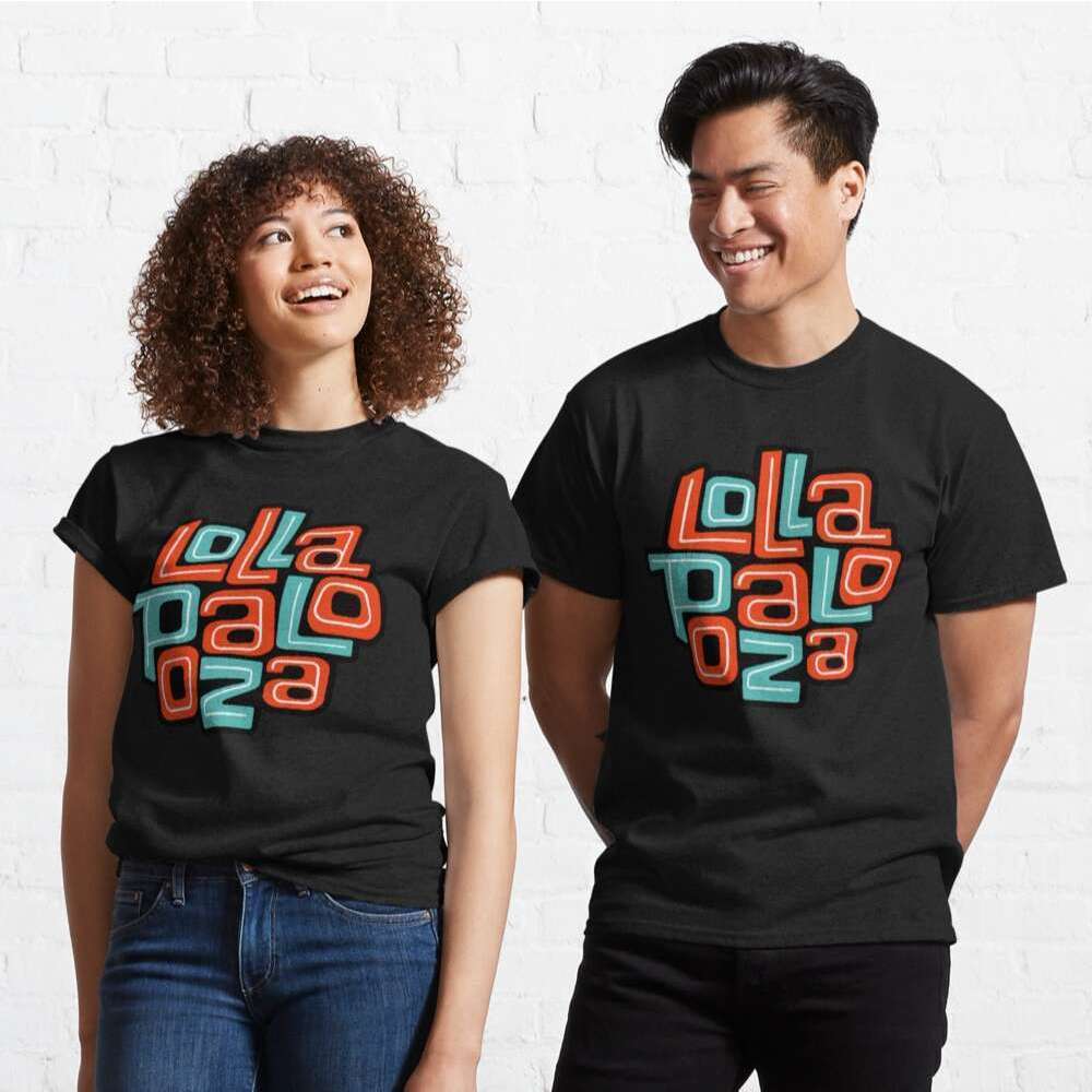 Lollapalooza Black Short Sleeve Tee with Retro Logo
